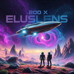 An awe-inspiring space exploration scene perfect for a sci-fi book cover