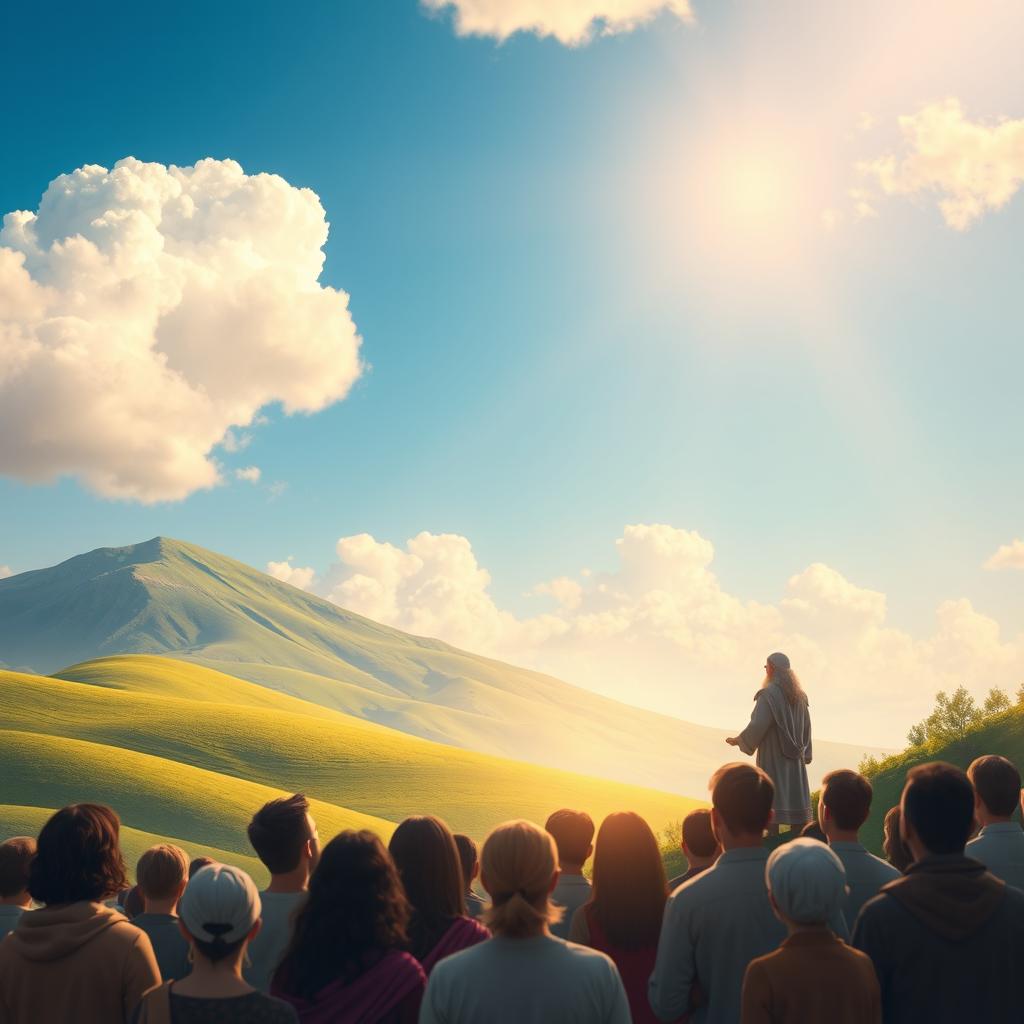 A visually engaging interpretation of a biblical text, showcasing a serene and majestic landscape depicting a biblical scene