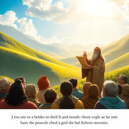 A visually engaging interpretation of a biblical text, showcasing a serene and majestic landscape depicting a biblical scene