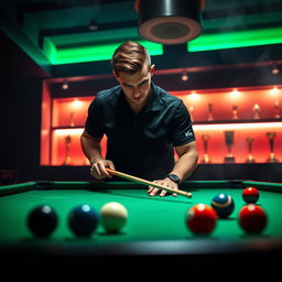 A stylish gamer profile image representing a billiard master