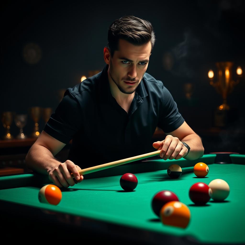 A stylish gamer profile image representing a billiard master