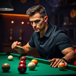 A stylish gamer profile image representing a billiard master