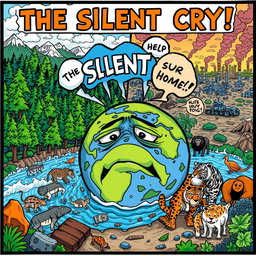 An editorial cartoon depicting 'The Silent Cry for Environmental Conservation'