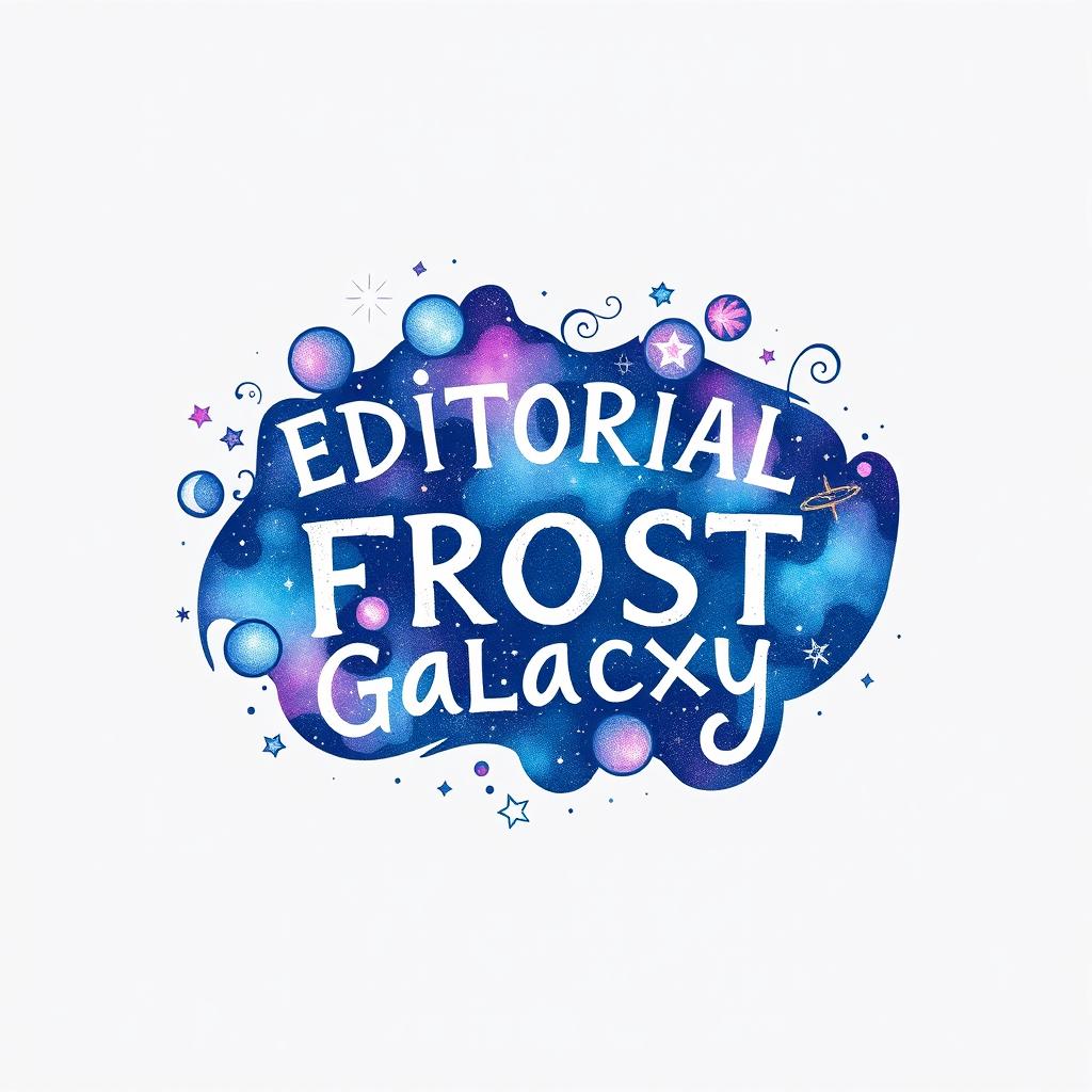 A hand-drawn logo design related to a galaxy theme, incorporating elements like stars, planets, and cosmic swirls