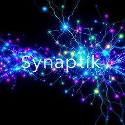 An abstract and vibrant representation of the concept 'Synaptik,' illustrating the complexity of neural connections and synapses