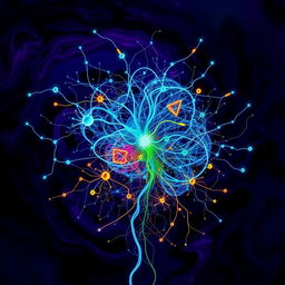 An abstract and dynamic representation of 'Synaptik' intertwined with themes of confusion