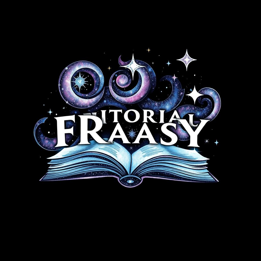 A beautifully hand-drawn logo that embodies the essence of a galaxy intertwined with books