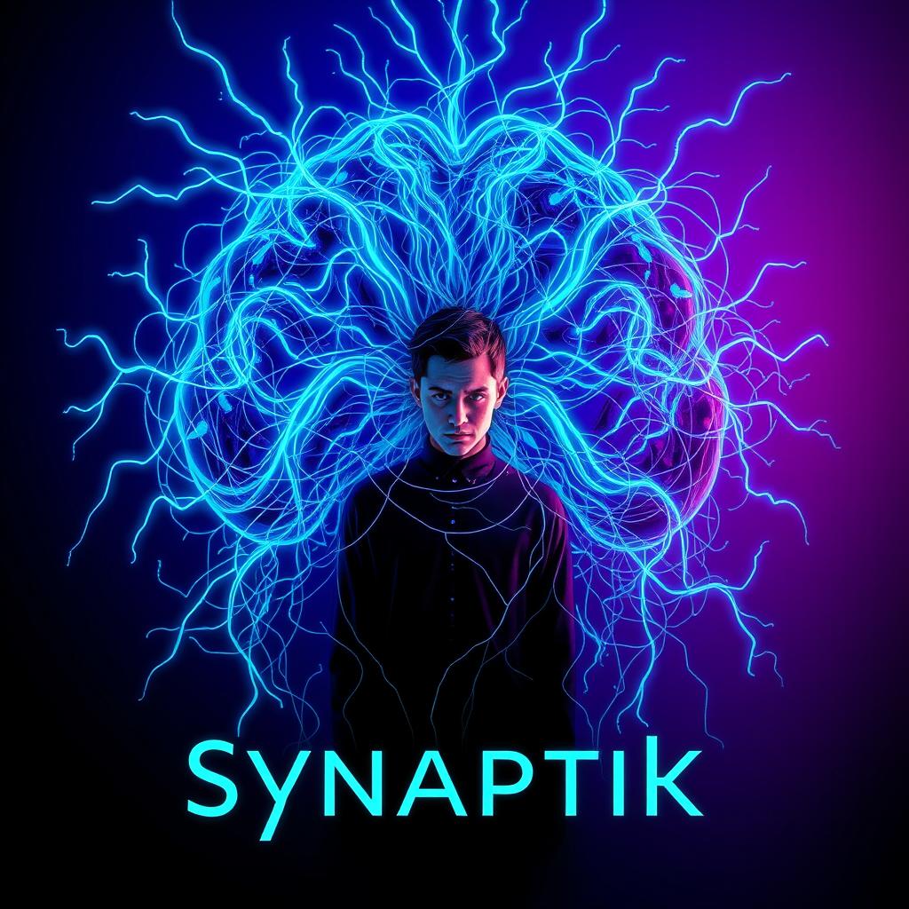 A vivid and abstract representation of 'Synaptik' that conveys a sense of confusion and isolation