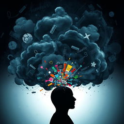 A powerful and evocative visualization of 'Thoughts' depicted with themes of confusion and pressure