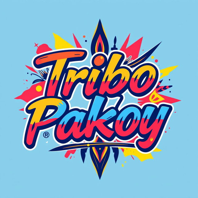 A vibrant and modern graphic design for a custom t-shirt featuring the name 'Trino Pakoyshirt'