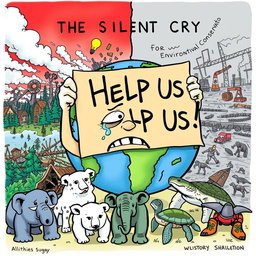 An editorial cartoon titled 'The Silent Cry for Environmental Conservation'