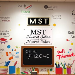 A beautifully designed classroom wall with motivational quotes and colorful decorations