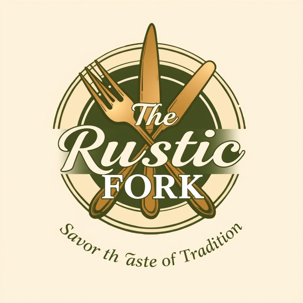 Logo design for a restaurant named 'The Rustic Fork'