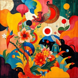 Create a vibrant and intricate design plan inspired by Southeast Asian nationalistic post-war arts, incorporating elements of abstraction, realism, and avant-garde styles
