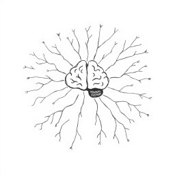 A simplistic freehand drawing on a white background illustrating a student's nervous system as a communication network