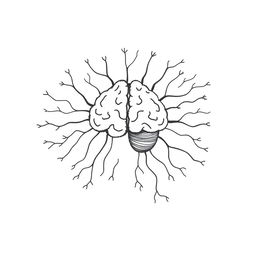 A simplistic freehand drawing on a white background illustrating a student's nervous system as a communication network