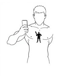 On a plain white background, depict a silhouette of a student's muscular physique, signifying their strength and readiness for action