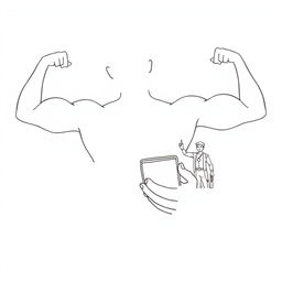 On a plain white background, depict a silhouette of a student's muscular physique, signifying their strength and readiness for action