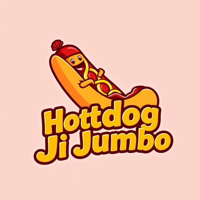 A vibrant and catchy logo design for a fictional hotdog brand named 'Hotdog Ni Jumbo'