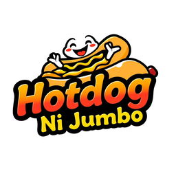 A vibrant and catchy logo design for a fictional hotdog brand named 'Hotdog Ni Jumbo'