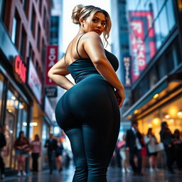 A voluptuous figure with a prominent big booty, emphasizing curves and femininity