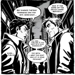 A black and white comic style illustration featuring two people engaged in a deep conversation