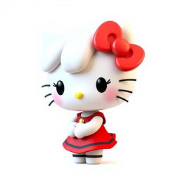 A captivating 3D chibi style portrait of Hello Kitty's character Mimmy White