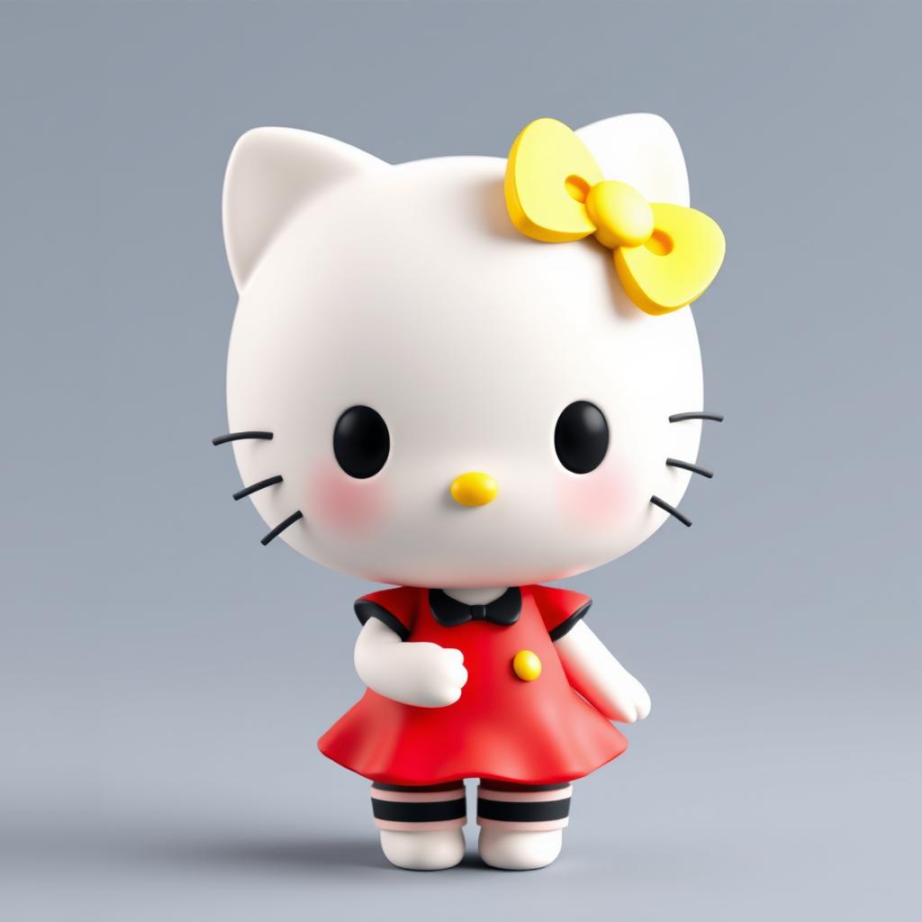 A captivating 3D chibi style portrait of Hello Kitty's character Mimmy White