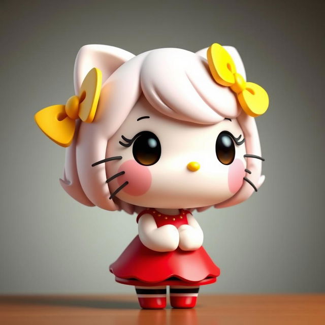 A captivating 3D chibi style portrait of Hello Kitty's character Mimmy White