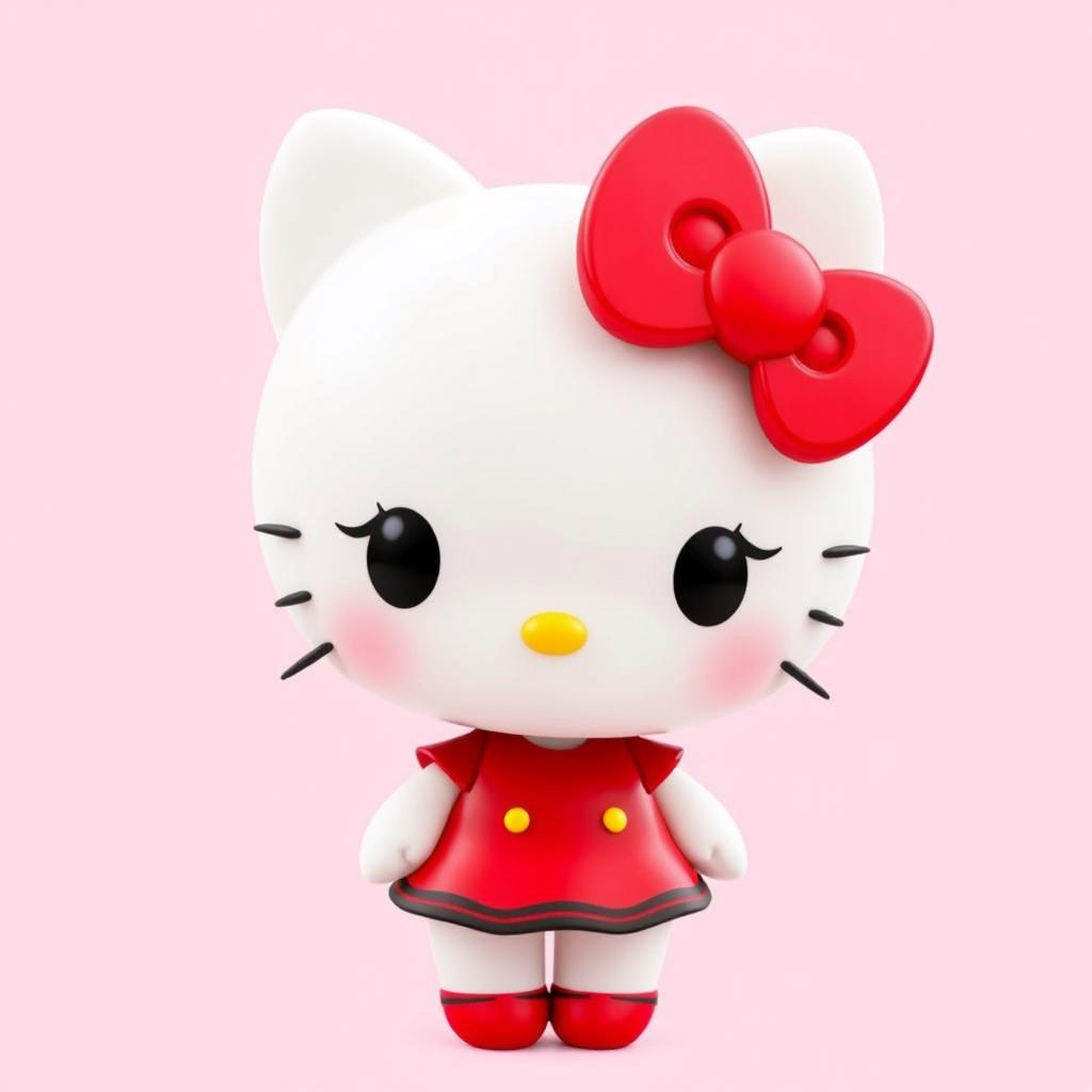 A captivating 3D chibi style portrait of Hello Kitty's character Mimmy White