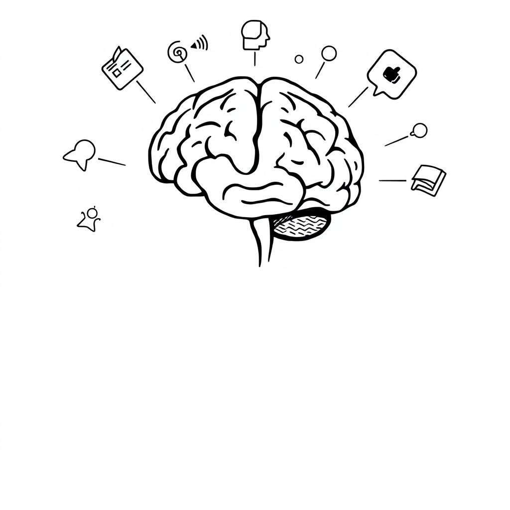 A freehand silhouette illustration of a student's brain, representing focus and concentration, with a white background
