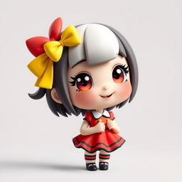 A captivating 3D chibi style portrait of Mimmy White, a character inspired by classic kawaii aesthetics
