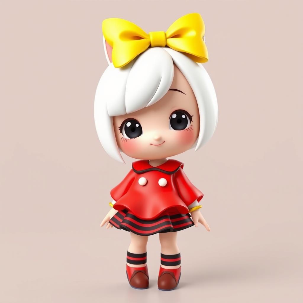 A captivating 3D chibi style portrait of Mimmy White, a character inspired by classic kawaii aesthetics