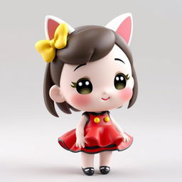 A captivating 3D chibi style portrait of Mimmy White, a character inspired by classic kawaii aesthetics