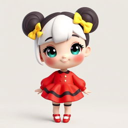 A captivating 3D chibi style portrait of Mimmy White, a character inspired by classic kawaii aesthetics