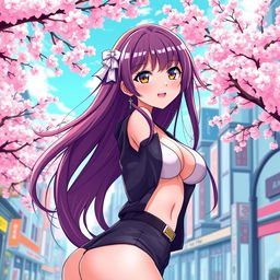 An anime girl in ecchi style, featuring a playful and flirtatious expression