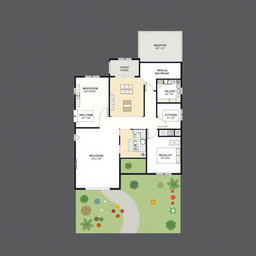 A detailed architectural floor plan illustration of a house