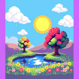 A vibrant and colorful pixel art image created within a 50 x 50 pixel canvas