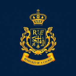 An elegant and detailed representation of the Royal College of Sri Lanka crest, intricately designed and prominently displayed in rich gold color