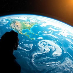 A breathtaking view of Earth from space, showcasing the vibrant blue oceans and swirling white clouds, dotted with continents rich in greenery and color