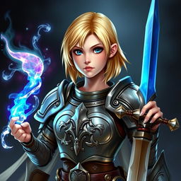 A young female human character from Dungeons & Dragons with shoulder-length blond hair