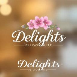 A modern and elegant logo design for a business named 'Delights, Bloom & Bite'