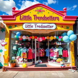 A colorful and charming storefront for a children's clothing shop