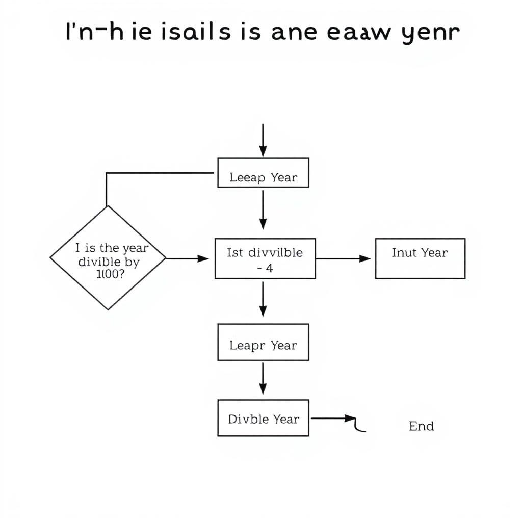 A clear and informative flowchart detailing the steps to determine whether a given year is a leap year or not
