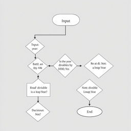 A flowchart to determine if a year is a leap year, featuring a clear and structured design