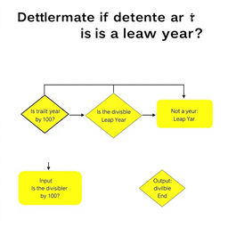 A flowchart to determine if a year is a leap year, featuring a clear and structured design