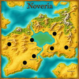 A detailed physical map of an imaginary nation called ‘Noveria’