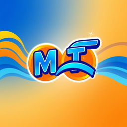 A captivating and vibrant logo design featuring the letters 'M' and 'T' artistically intertwined, set against a backdrop of dynamic waves or flowing lines representing creativity and movement