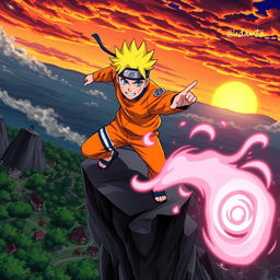 A dynamic scene featuring Naruto Uzumaki, the energetic ninja from the anime series Naruto