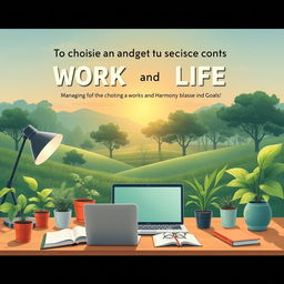 A visually stunning and harmonious illustration depicting the balance between managing work and life, highlighting themes of goals and well-being